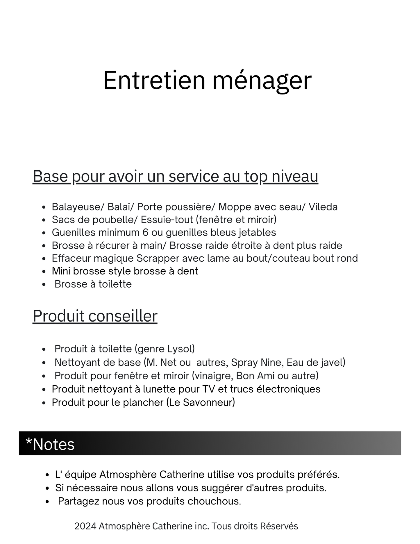 Entretien ménager personnalisé